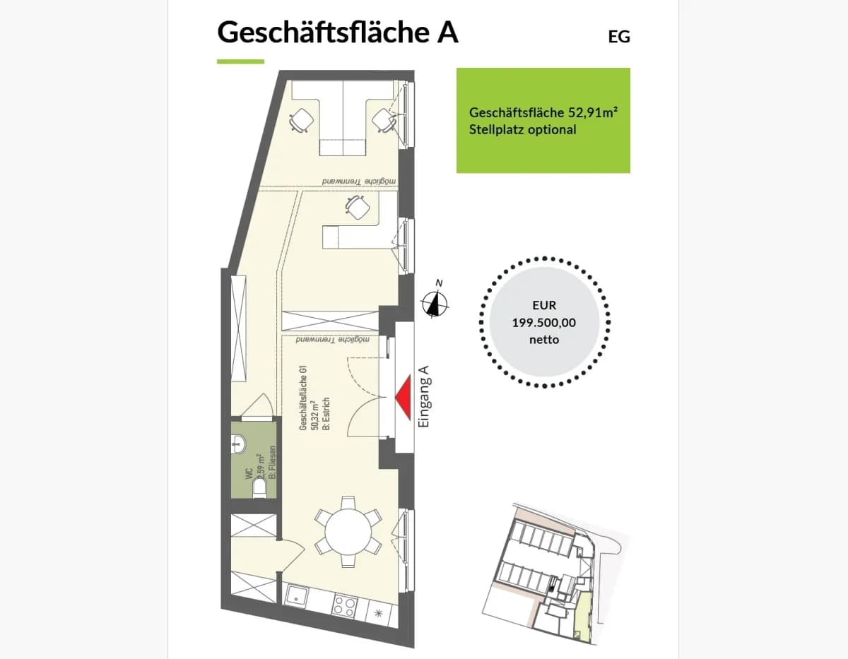 Gewerbeimmobilie kaufen in Tulln – 53 m², € 199.500 – Bild 3 von 14