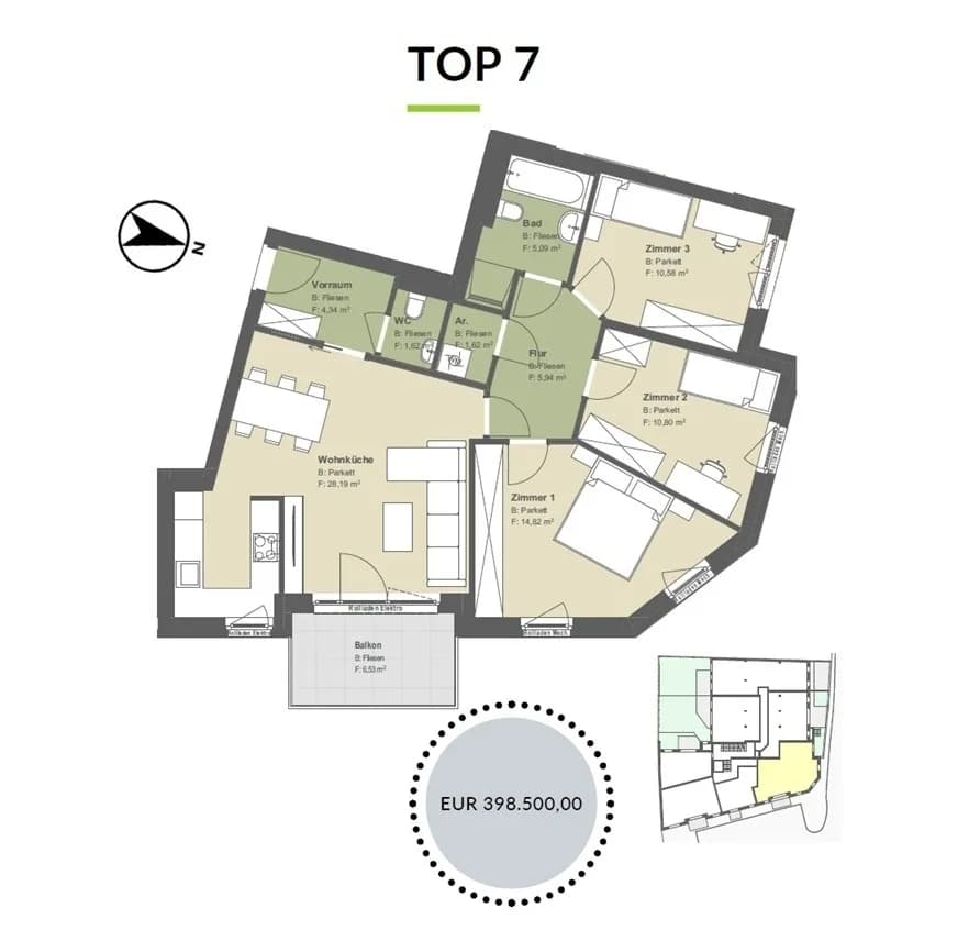 4-Zimmer-Wohnung kaufen in Tulln – 83 m², € 398.500 – Bild 3 von 18
