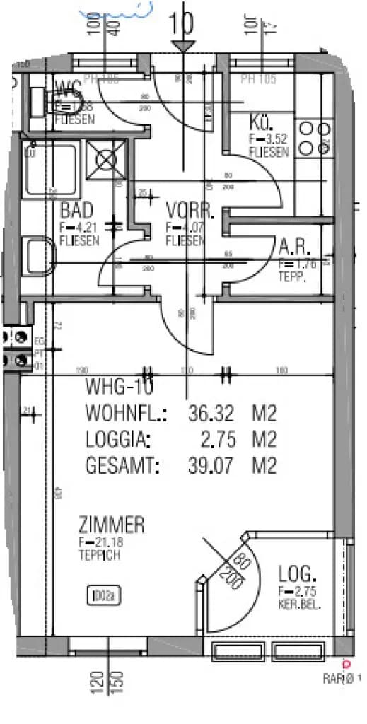 1-Zimmer-Wohnung mieten in Mödling – 36,32 m², € 479 – Bild 2 von 2
