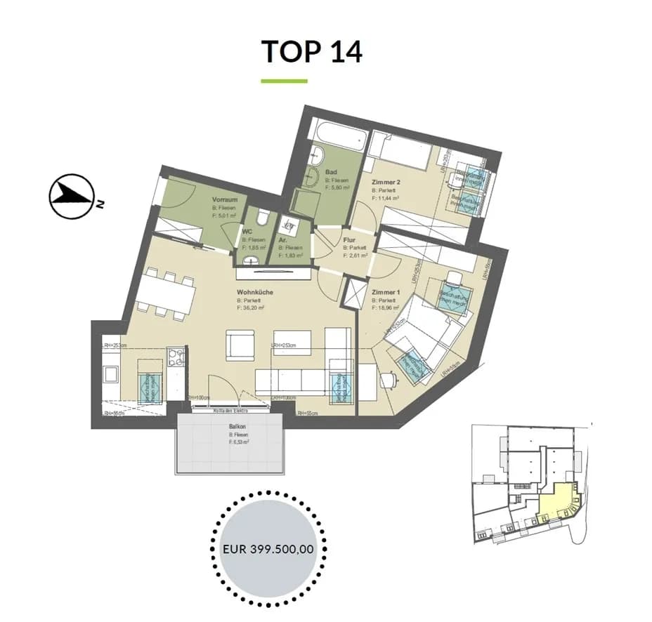 4-Zimmer-Wohnung kaufen in Tulln – 83,15 m², € 399.500 – Bild 4 von 20