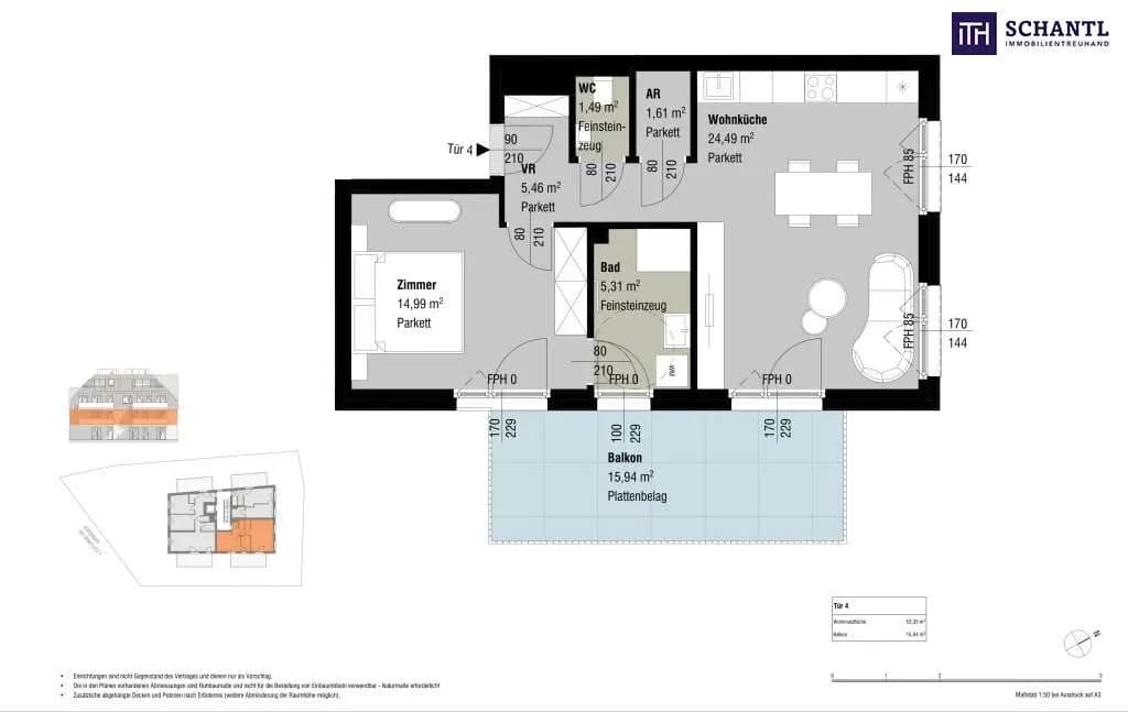 2-Zimmer-Wohnung kaufen in Wien – 53,35 m², € 317.590 – Bild 5 von 5