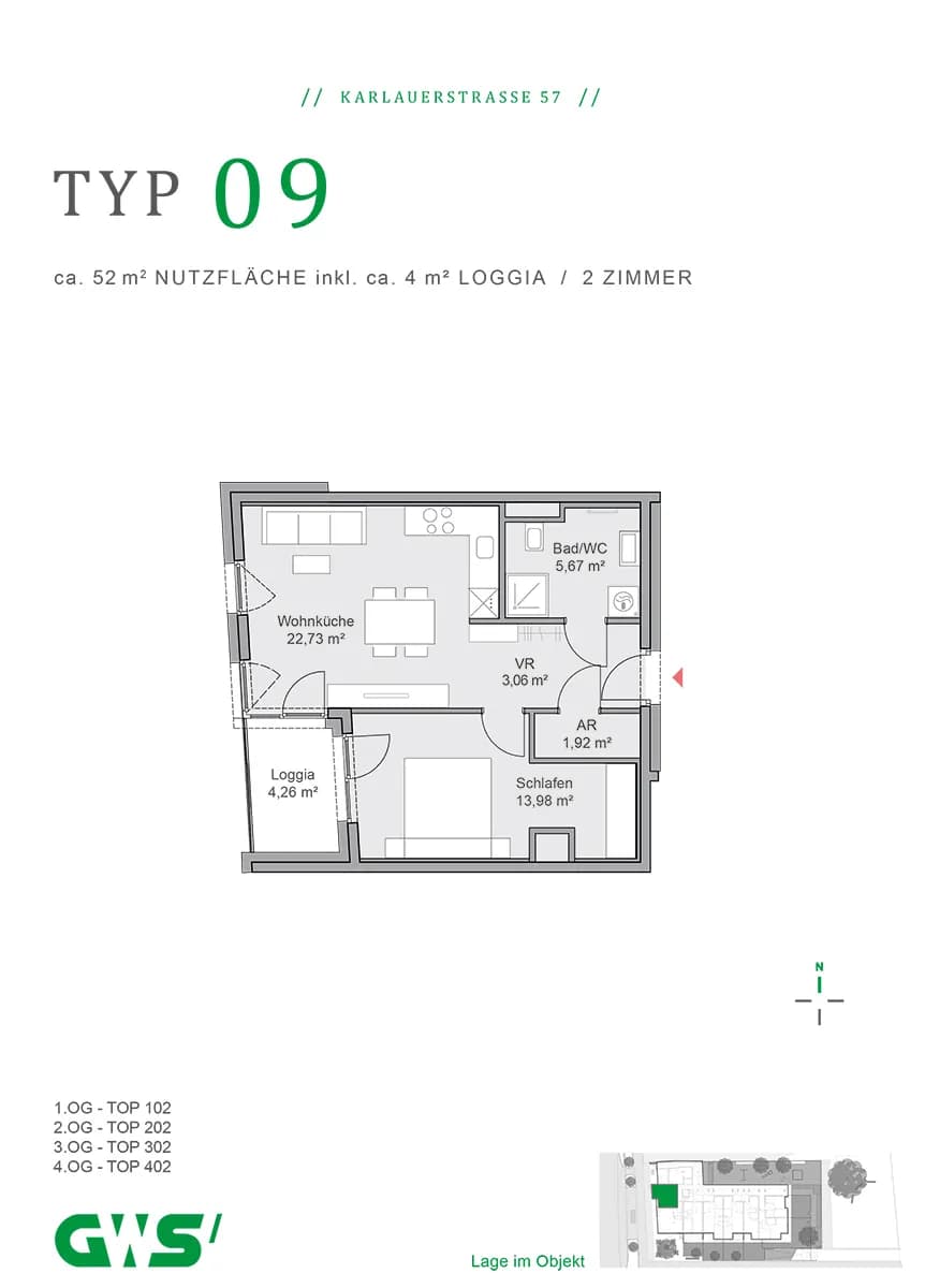 2-Zimmer-Wohnung mieten in Graz – 47,27 m², € 608 – Bild 5 von 5