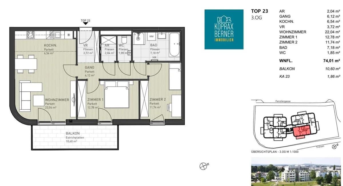 3-Zimmer-Wohnung kaufen in Sankt Pölten – 74,43 m², € 453.200 – Bild 24 von 27