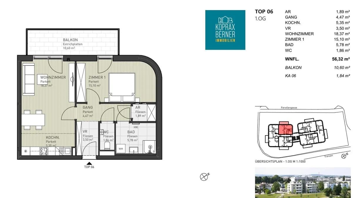 2-Zimmer-Wohnung kaufen in Sankt Pölten – 56,32 m², € 278.100 – Bild 15 von 18