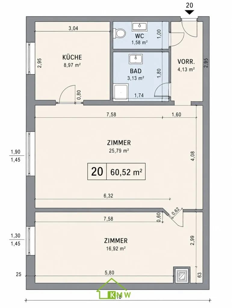 2-Zimmer-Wohnung kaufen in Wien – 60,5 m², € 225.000 – Bild 11 von 12