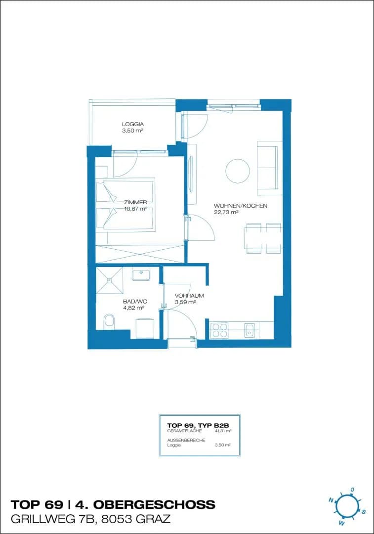 2-Zimmer-Wohnung mieten in Graz – 45,34 m², € 649 – Bild 8 von 9