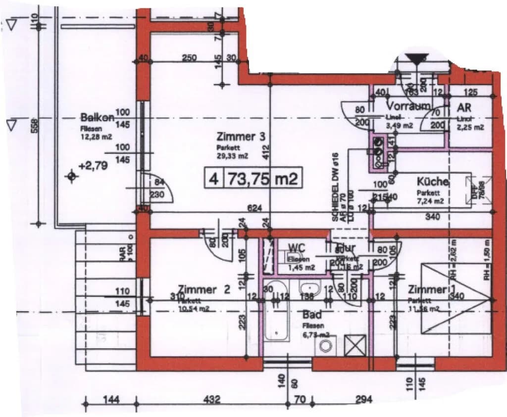 3-Zimmer-Wohnung mieten in Melk – 74,04 m², € 658 – Bild 2 von 2