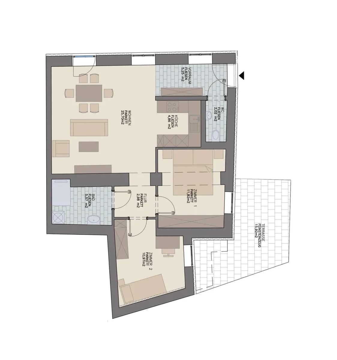 3-Zimmer-Wohnung mieten in Graz – 69,17 m², € 760
