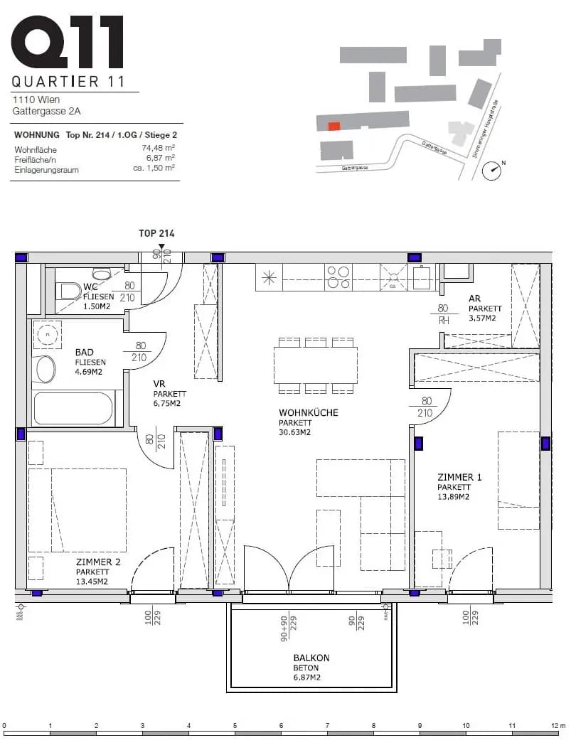 3-Zimmer-Wohnung mieten in Wien – 74,48 m², € 1.380 – Bild 15 von 16