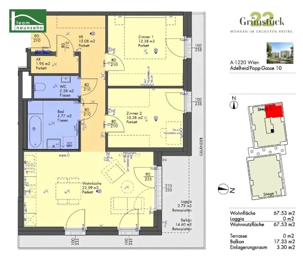 3-Zimmer-Wohnung mieten in Wien – 67,53 m², € 1.349 – Bild 22 von 22