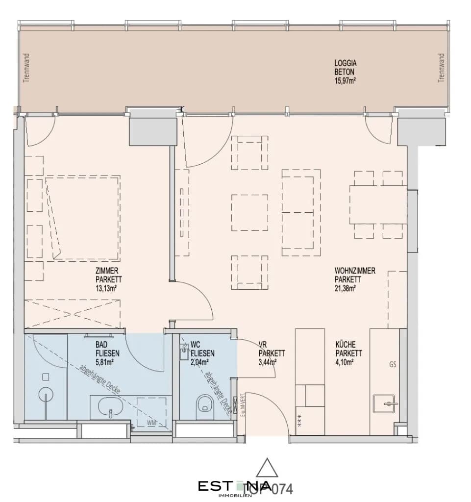 2-Zimmer-Wohnung mieten in Wien – 49,93 m², € 1.600 – Bild 19 von 19