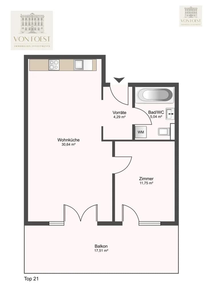 Wohnung kaufen in Baden – 46,21 m², € 207.000 – Bild 14 von 14