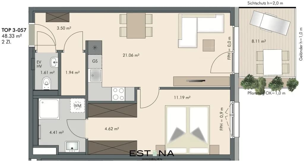 2-Zimmer-Wohnung kaufen in Wien – 48,3 m², € 352.425 – Bild 19 von 19