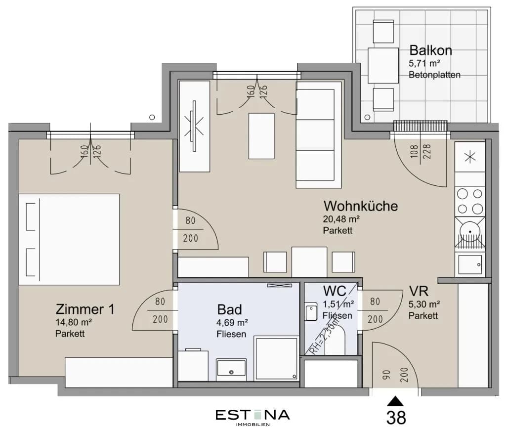 2-Zimmer-Wohnung kaufen in Wien – 46,7 m², € 321.800 – Bild 16 von 16