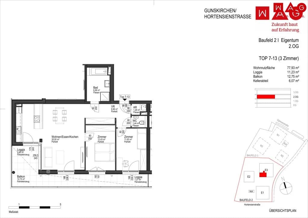 3-Zimmer-Wohnung kaufen in Wels-Land – 77,93 m², € 368.000 – Bild 5 von 6