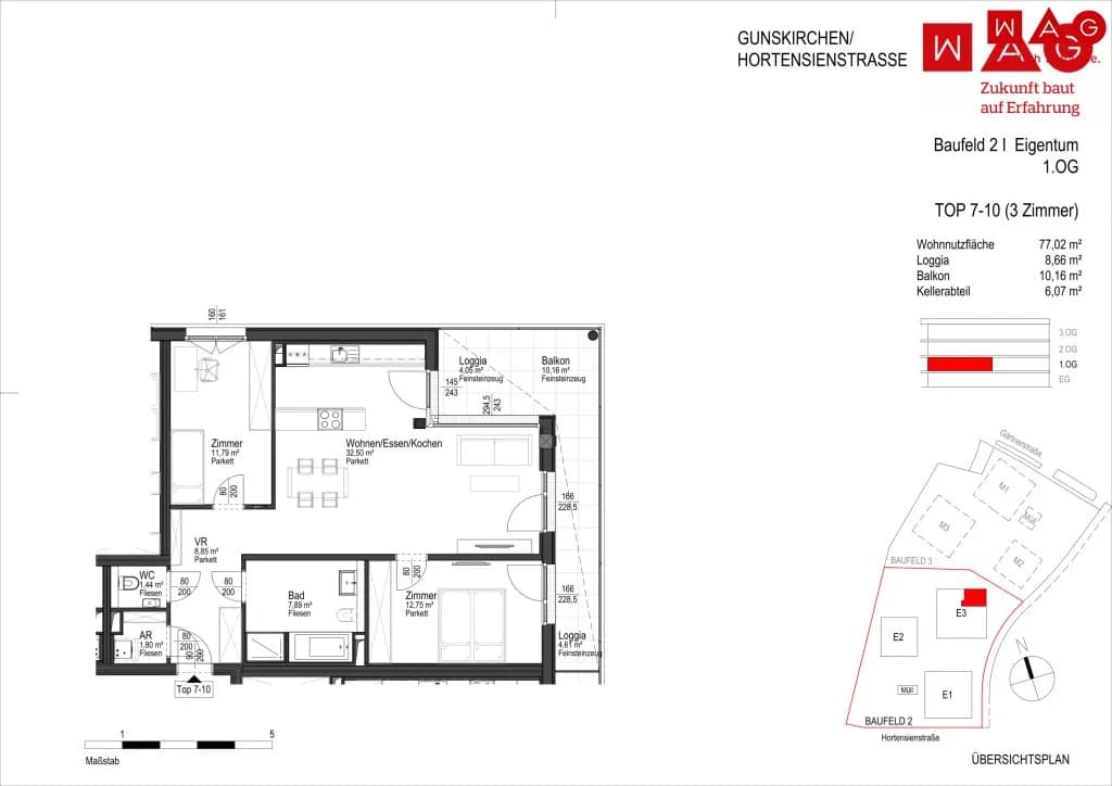 3-Zimmer-Wohnung kaufen in Wels-Land – 77,02 m², € 342.800 – Bild 5 von 6