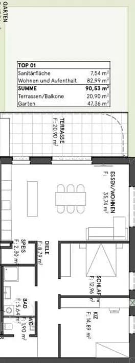 3-Zimmer-Wohnung mieten in Wels – 90,53 m², € 1.431 – Bild 2 von 2