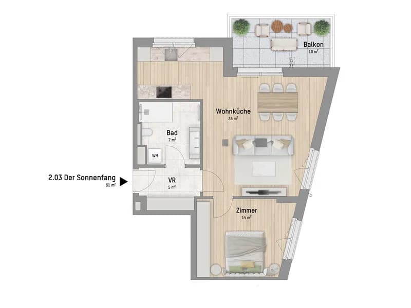 2-Zimmer-Wohnung kaufen in Wien – 61,34 m², € 499.900 – Bild 3 von 6