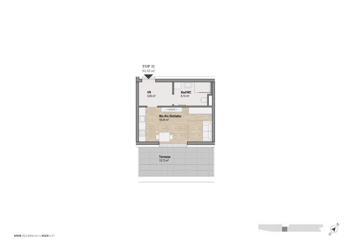 1-Zimmer-Wohnung kaufen in Graz – 30,45 m², € 175.000 – Bild 2 von 7