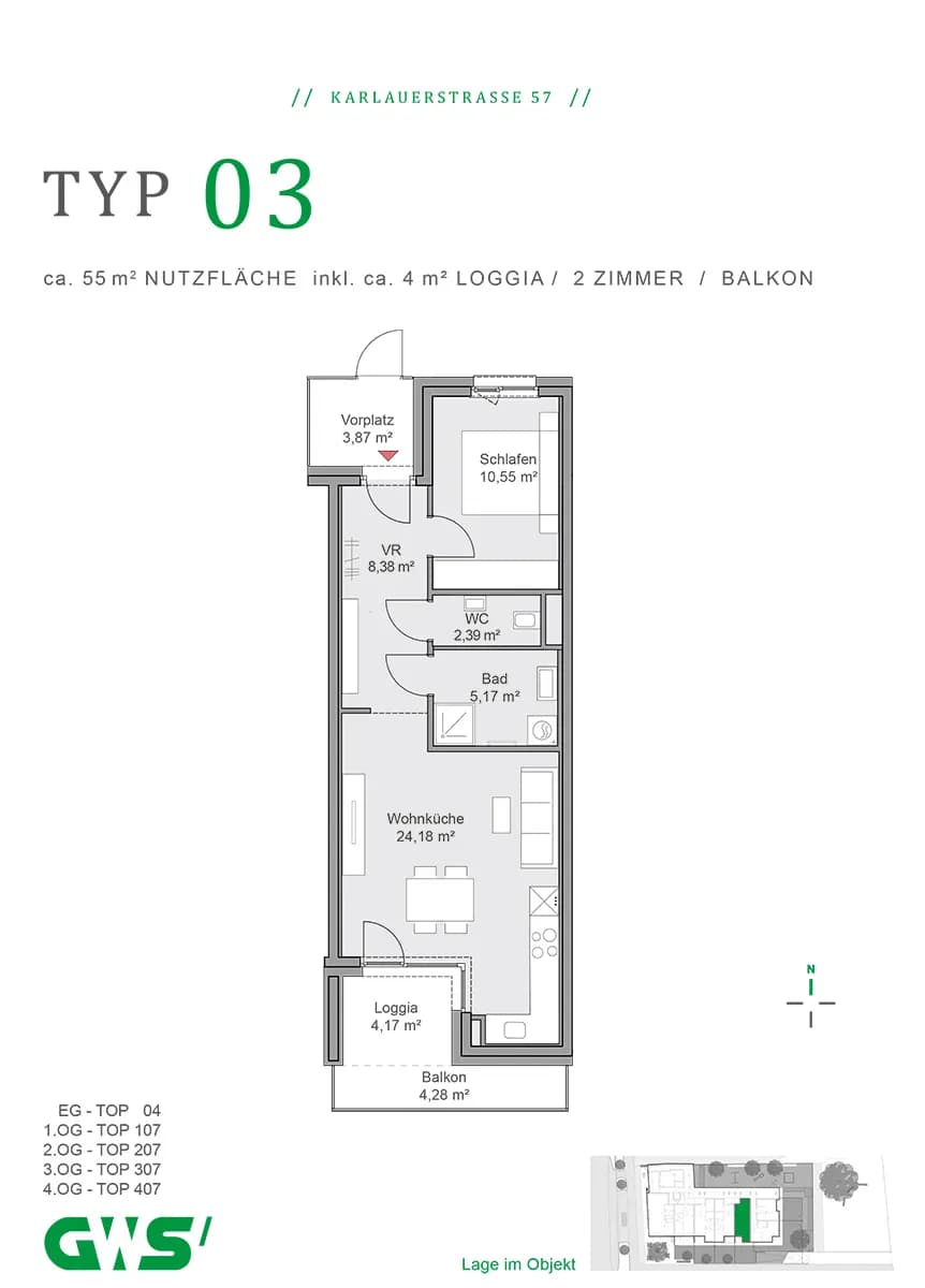 2-Zimmer-Wohnung mieten in Graz – 50,86 m², € 700 – Bild 5 von 5