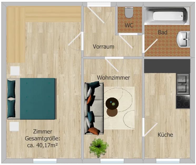 1-Zimmer-Wohnung kaufen in Graz – 40,17 m², € 90.000 – Bild 7 von 7