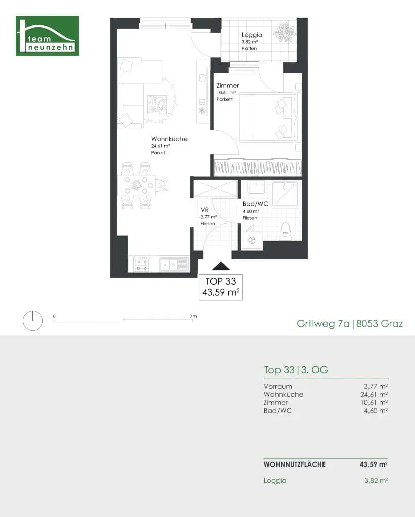 2-Zimmer-Wohnung mieten in Graz – 43,59 m², € 609 – Bild 20 von 20