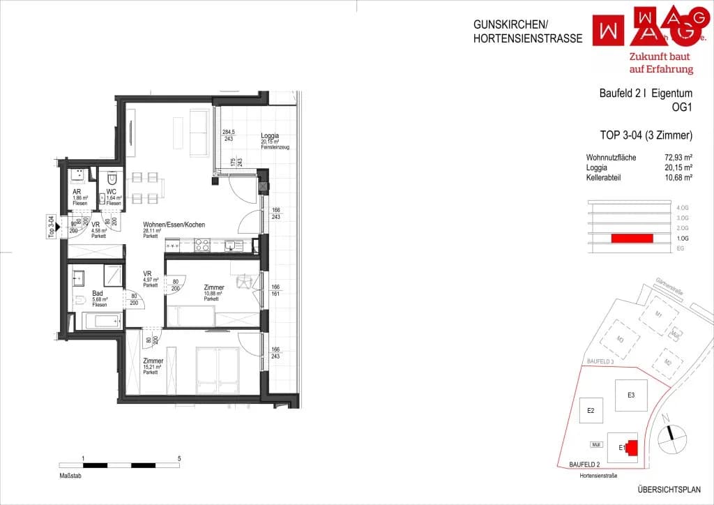 3-Zimmer-Wohnung kaufen in Wels-Land – 72,93 m², € 323.400 – Bild 5 von 6