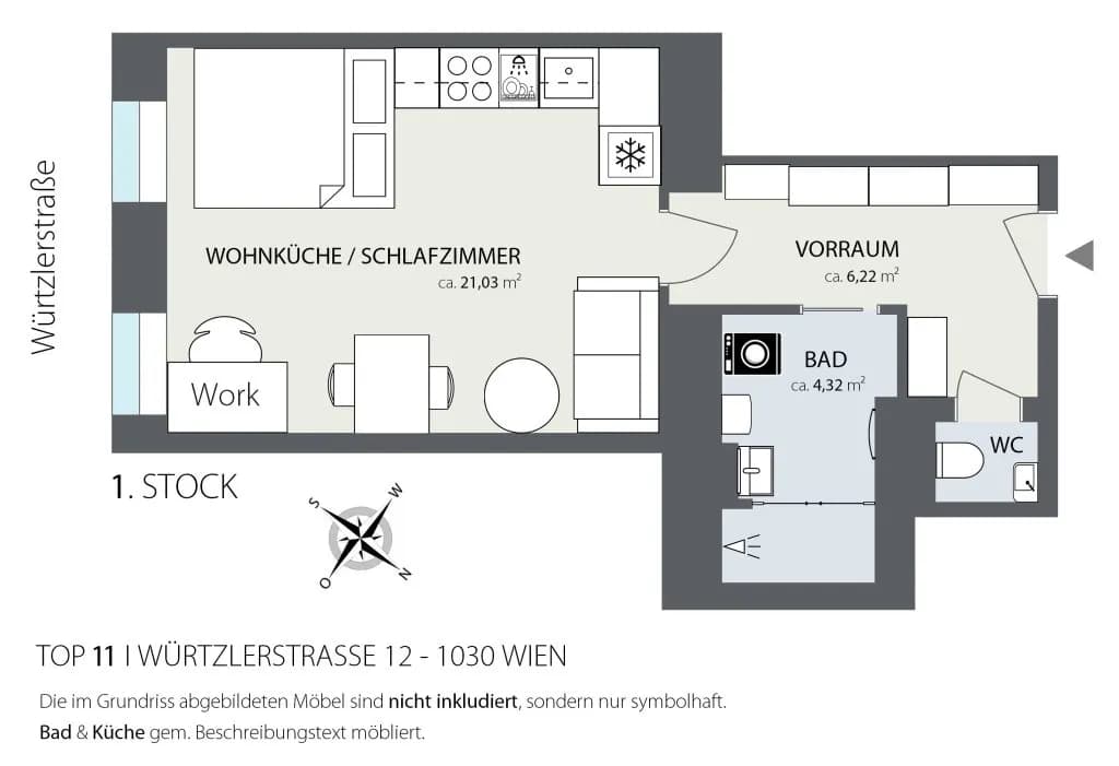 1-Zimmer-Wohnung kaufen in Wien – 32,35 m², € 179.900 – Bild 3 von 37