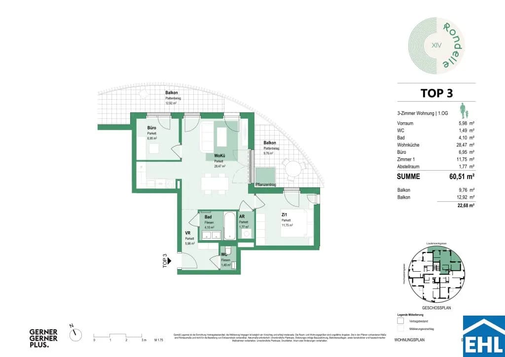 3-Zimmer-Wohnung mieten in Wien – 60,93 m², € 1.549 – Bild 13 von 13