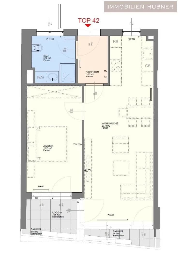 2-Zimmer-Wohnung mieten in Wien – 55 m², € 1.150 – Bild 10 von 12