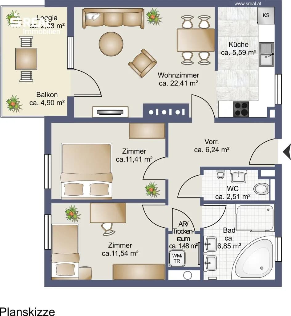 3-Zimmer-Wohnung kaufen in Baden – 70,79 m², € 265.000 – Bild 15 von 15