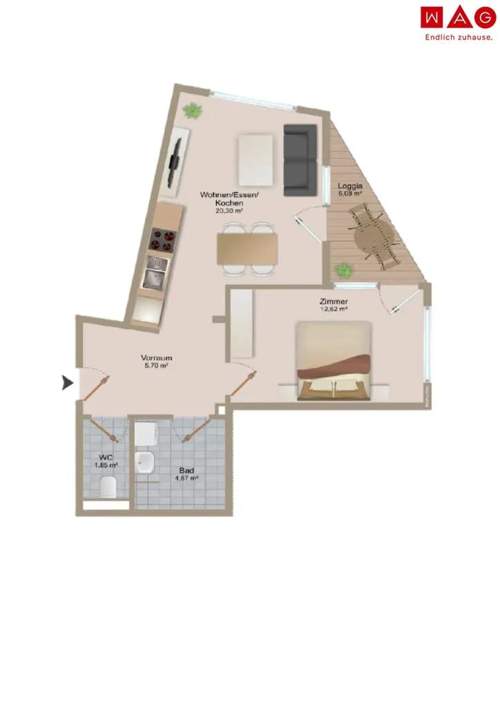 2-Zimmer-Wohnung mieten in Graz – 50,94 m², € 672 – Bild 10 von 10
