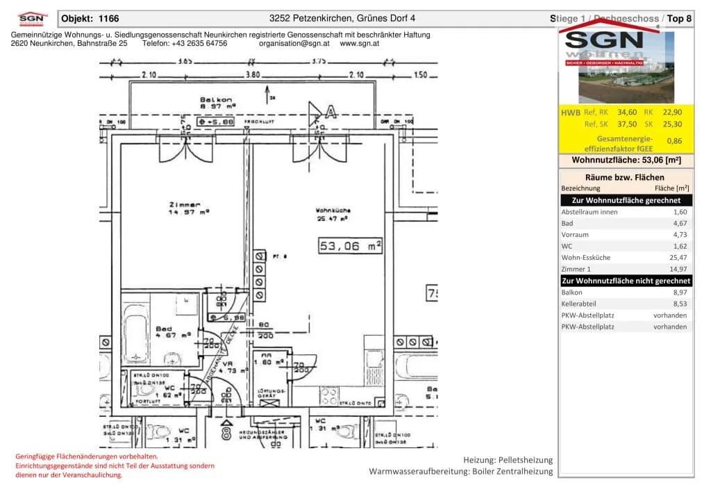2-Zimmer-Wohnung mieten in Melk – 53,06 m², € 546 – Bild 3 von 3