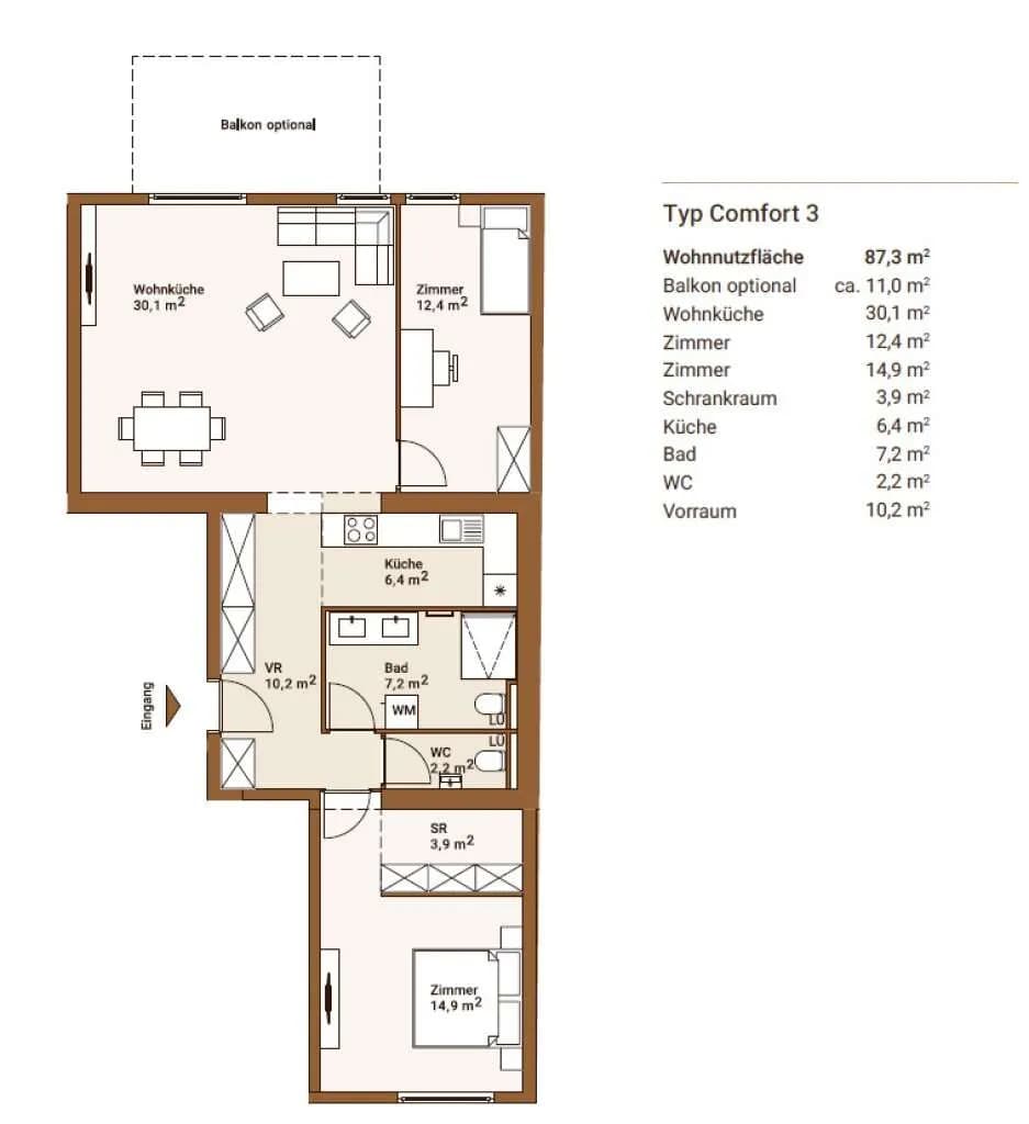 3-Zimmer-Wohnung mieten in Wien – 90 m², € 1.800 – Bild 12 von 13