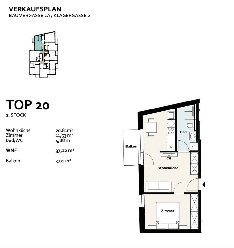 2-Zimmer-Wohnung kaufen in Wien – 37,22 m², € 259.352 – Bild 13 von 13