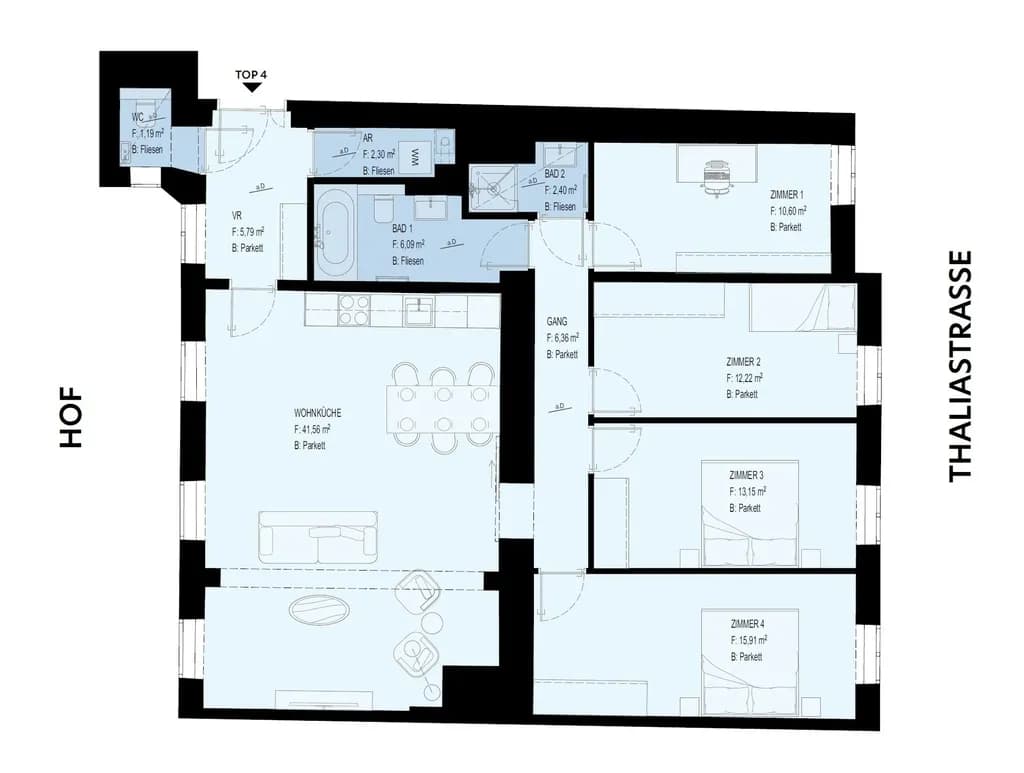 5-Zimmer-Wohnung mieten in Wien – 118 m², € 2.269 – Bild 5 von 5