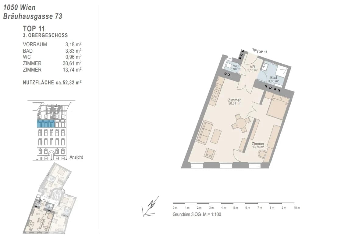 2-Zimmer-Wohnung kaufen in Wien – 52,32 m², € 249.000 – Bild 9 von 9