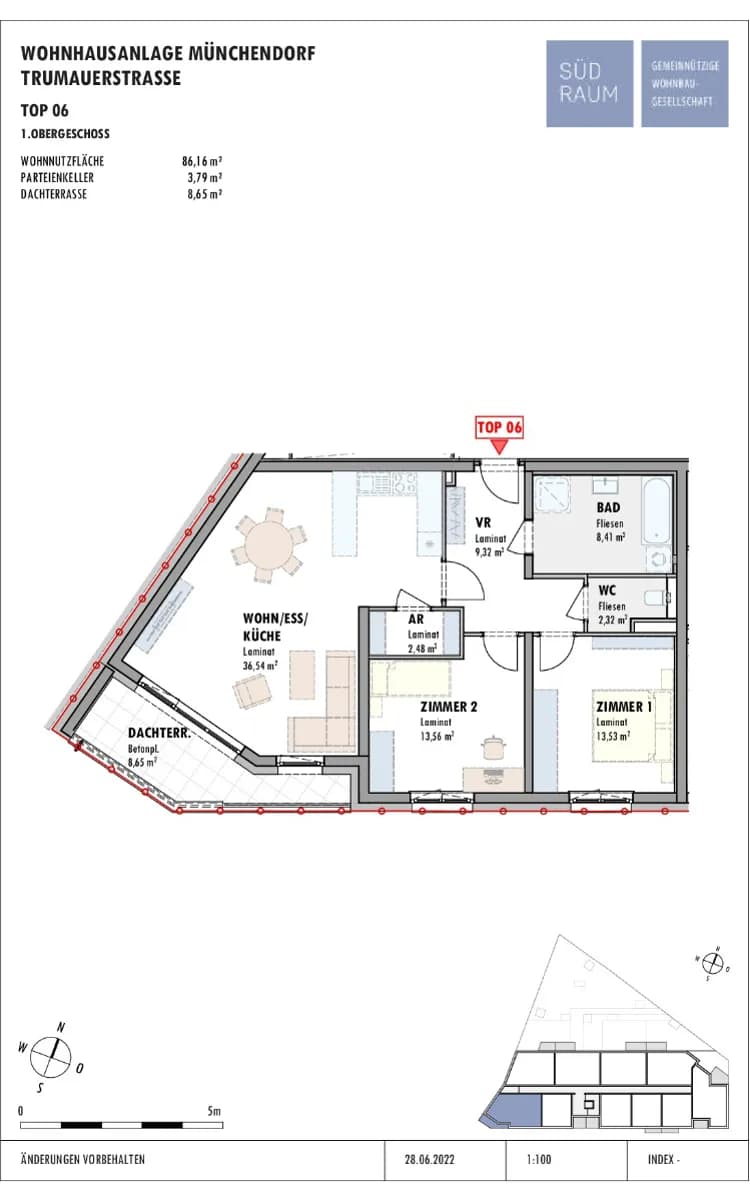 3-Zimmer-Wohnung mieten in Mödling – 86,13 m², € 1.298 – Bild 2 von 2