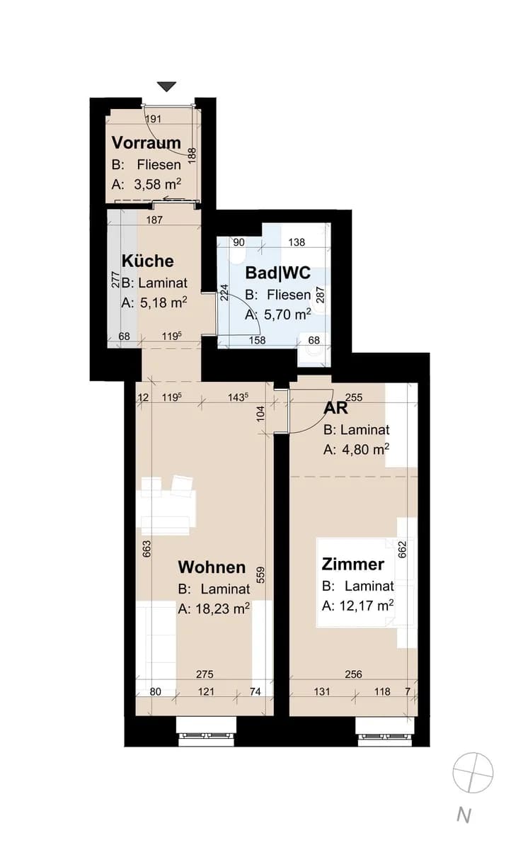 2-Zimmer-Wohnung mieten in Graz – 49,66 m², € 480