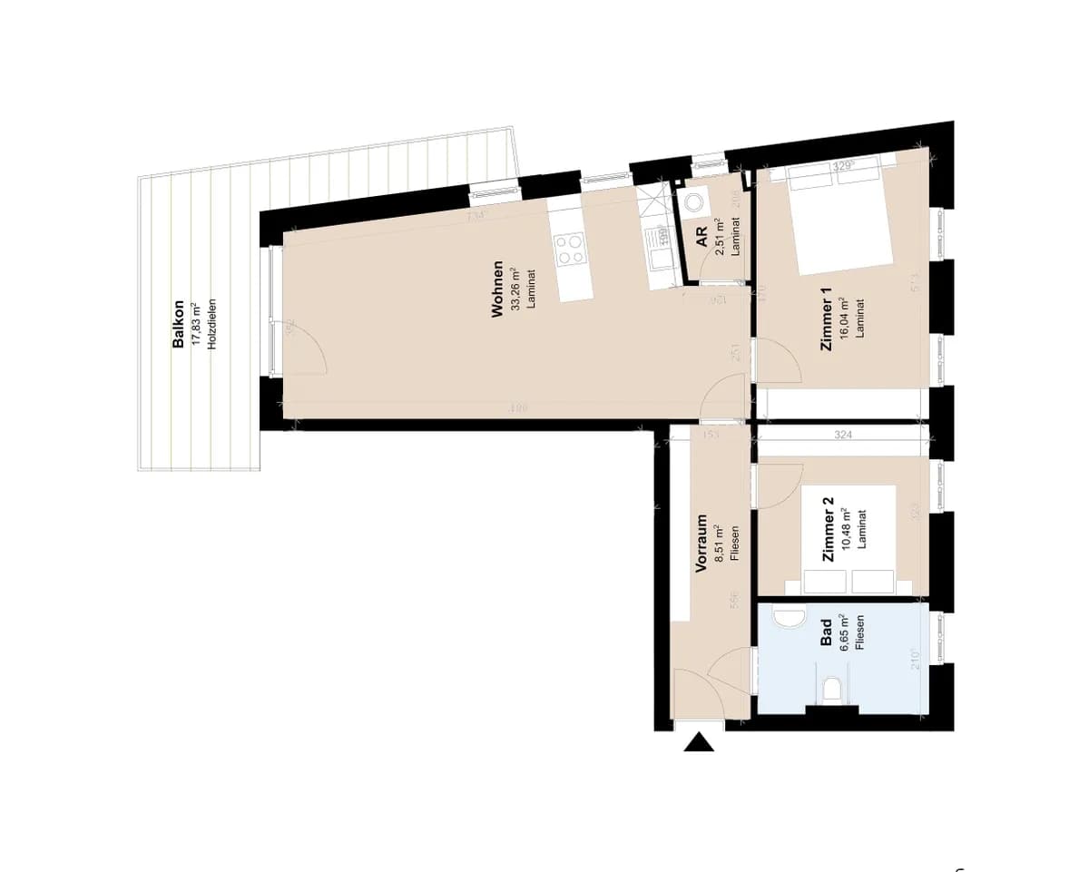 3-Zimmer-Wohnung mieten in Graz – 77,45 m², € 1.115 – Bild 1 von 10