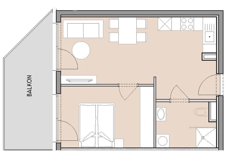 2-Zimmer-Wohnung mieten in Graz – 38,94 m², € 593