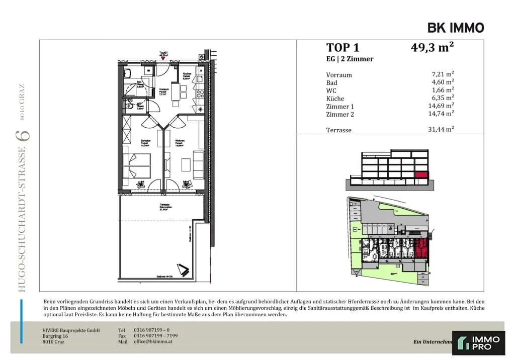 2-Zimmer-Wohnung mieten in Graz – 49,3 m², € 678 – Bild 8 von 8