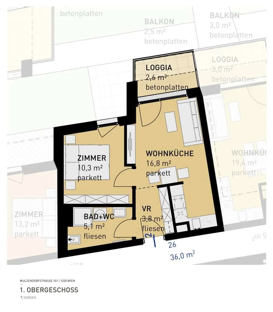 2-Zimmer-Wohnung kaufen in Wien – 35 m², € 239.500 – Bild 6 von 6