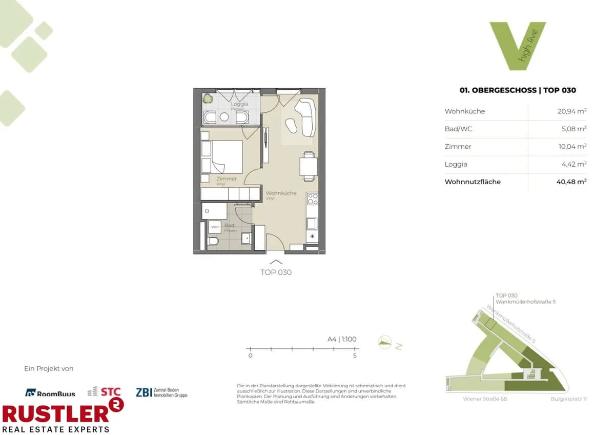 2-Zimmer-Wohnung mieten in Linz – 41 m², € 708 – Bild 7 von 8