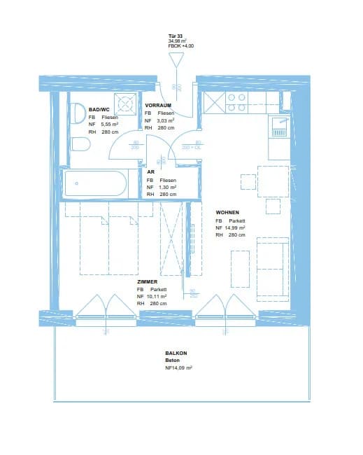 2-Zimmer-Wohnung mieten in Graz – 34,72 m², € 610 – Bild 2 von 6