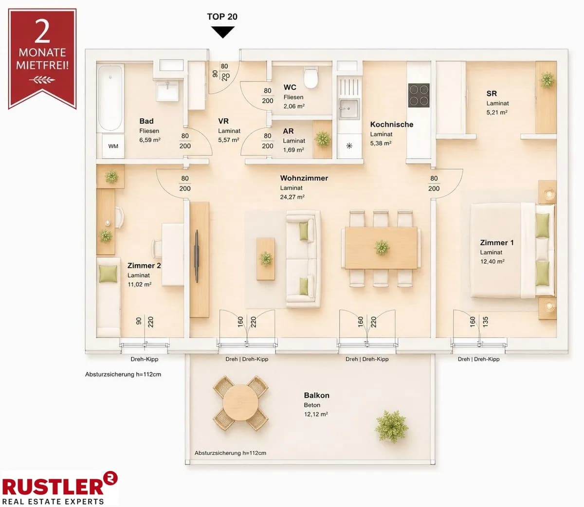 3-Zimmer-Wohnung mieten in Graz – 74,19 m², € 935 – Bild 9 von 10