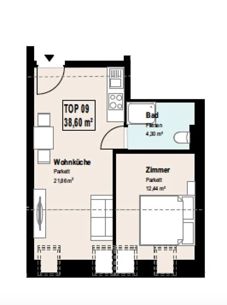 2-Zimmer-Wohnung kaufen in Wien – 38,6 m², € 225.000 – Bild 7 von 7