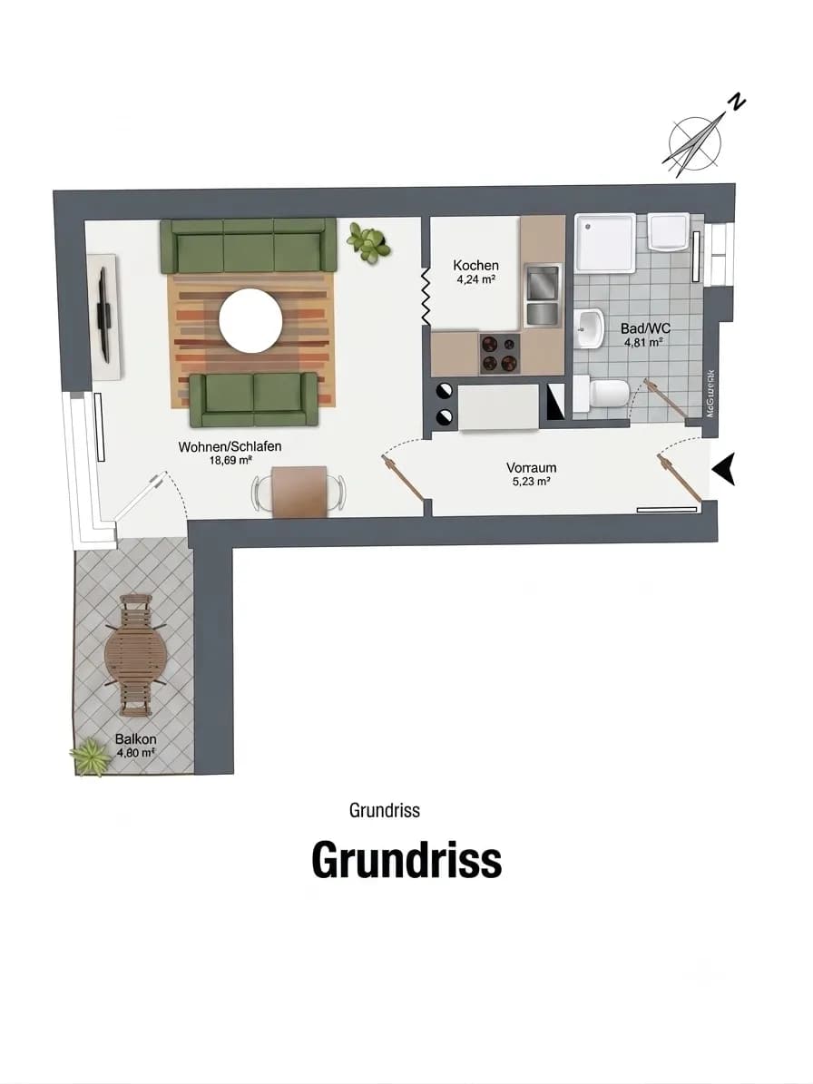 1-Zimmer-Wohnung mieten in Graz – 33 m², € 580 – Bild 3 von 7