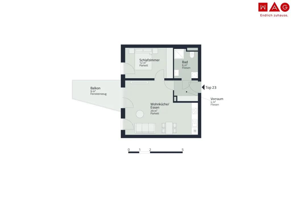 2-Zimmer-Wohnung mieten in Graz – 51 m², € 857 – Bild 4 von 4