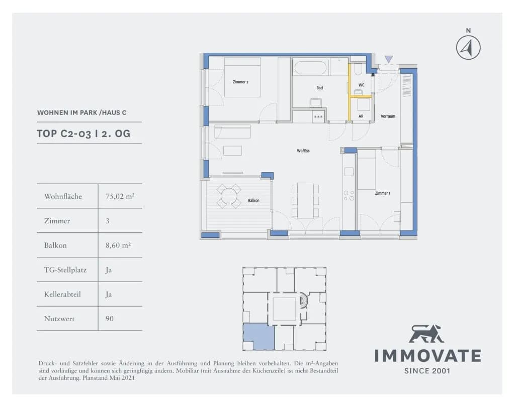 3-Zimmer-Wohnung mieten in Graz – 75,13 m², € 1.064 – Bild 9 von 9